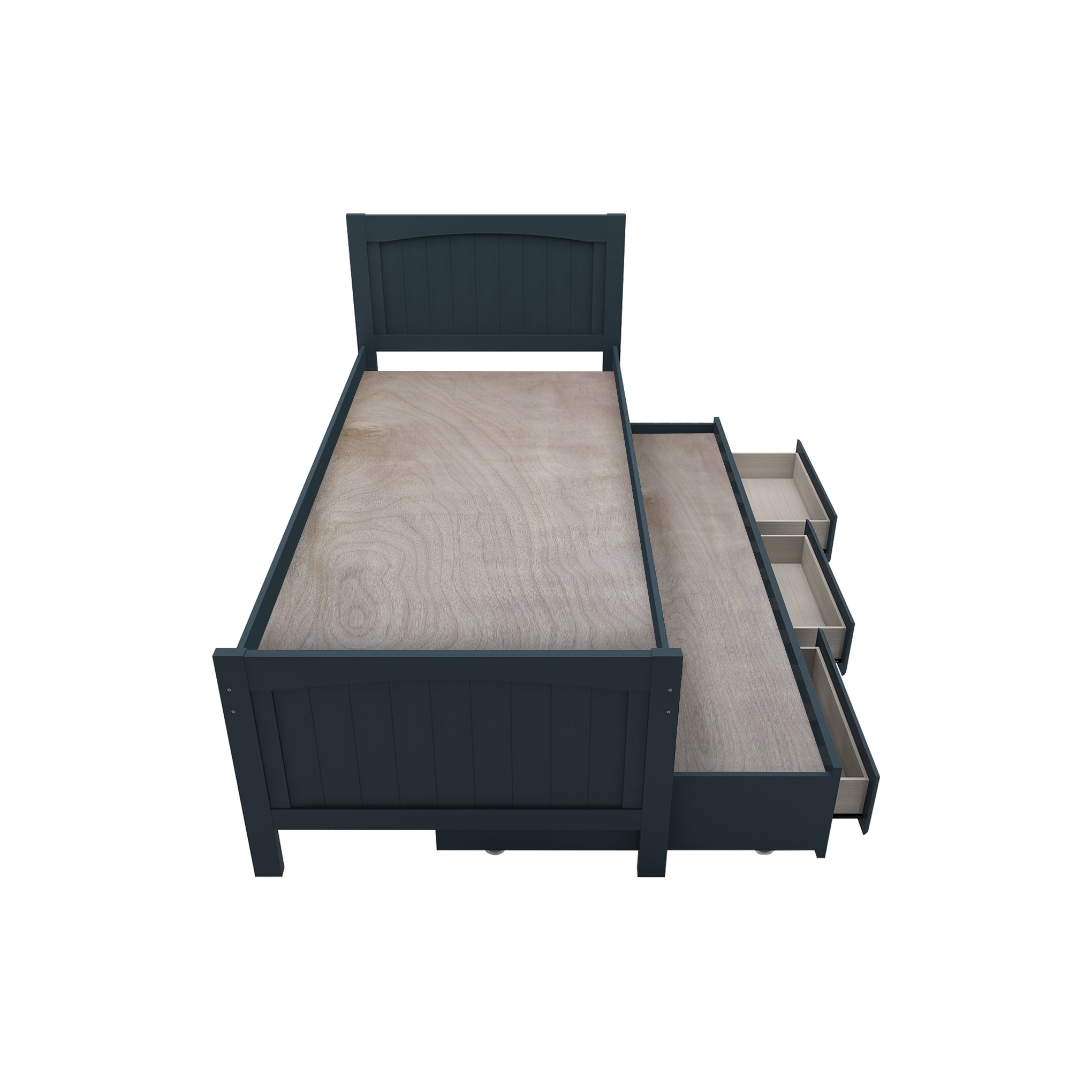 <b>Carlos Captain Bed with Underbed and Storage Drawers</b><br>CAPTAIN BED : L1985 X D980 X H1080MM <br> UBD: L1922 X W964 X H306MM