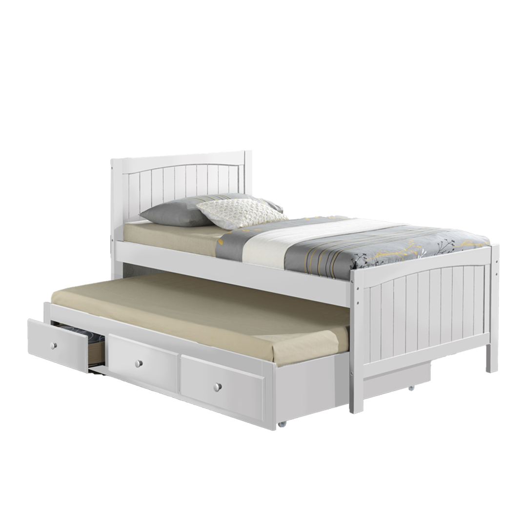 <b>Carlos Captain Bed with Underbed and Storage Drawers</b><br>CAPTAIN BED : L1985 X D980 X H1080MM <br> UBD: L1922 X W964 X H306MM