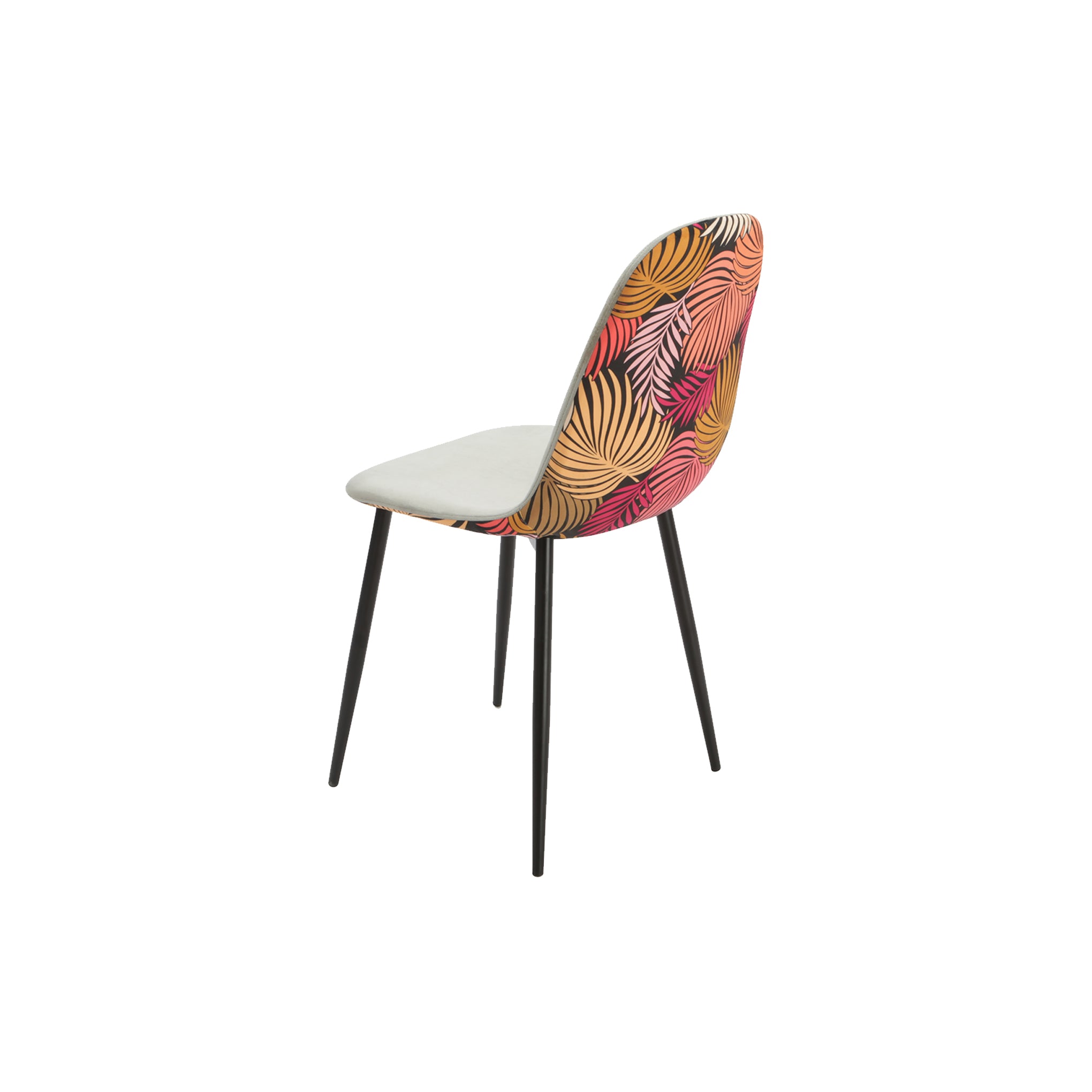 Floral Metal Dining Chair With Fabric