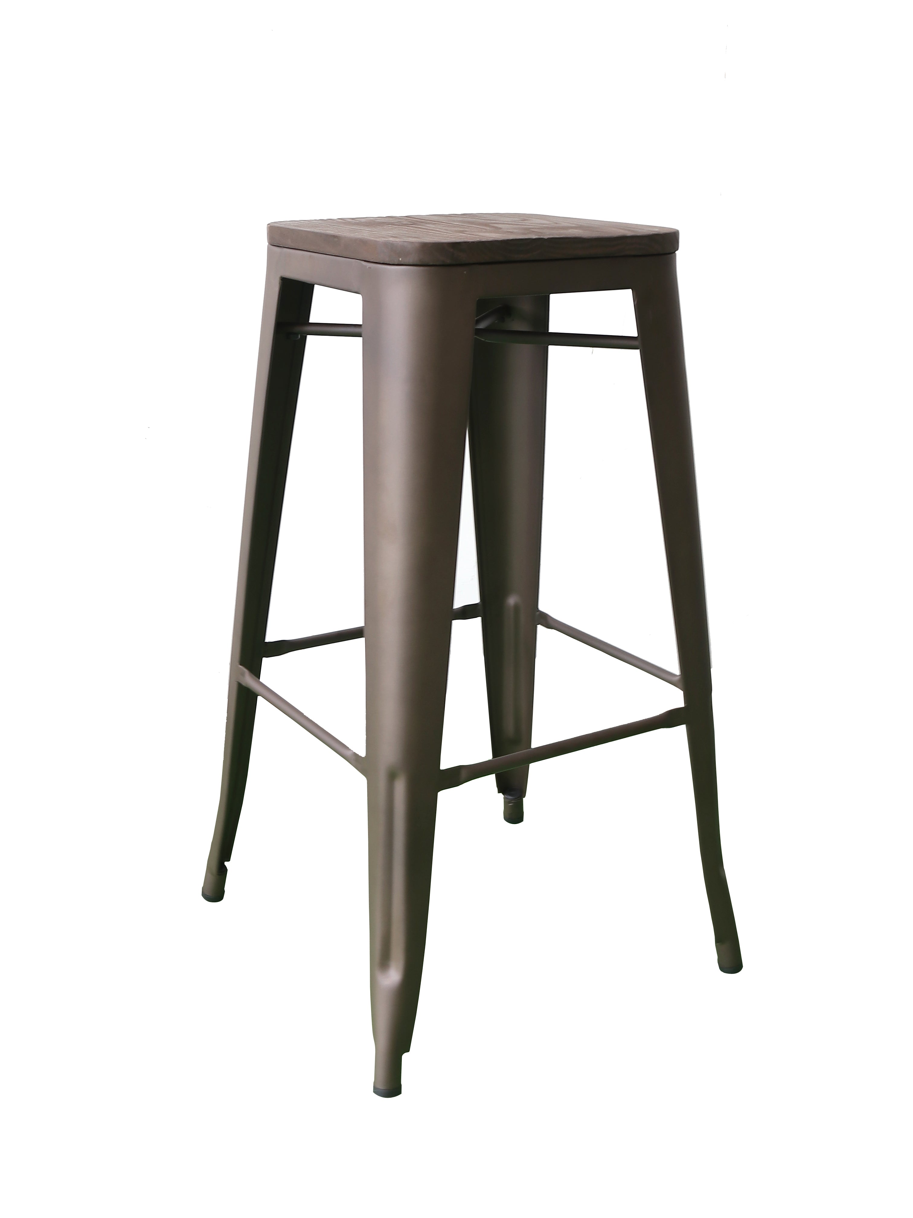 <b>Mountenna Metal Bar Stool with Wooden Seat</b><br>L430 X D430 X H755MM